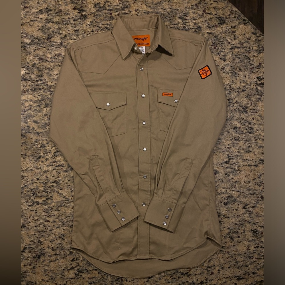 Wrangler Men's Flame Resistant Long Sleeve Denim Work Shirt
